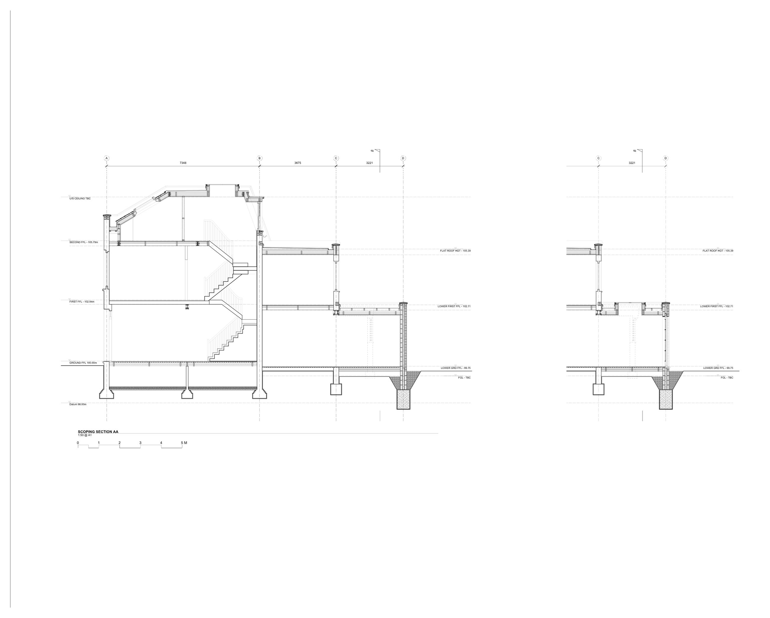 Faroe Road: Proposed building sections