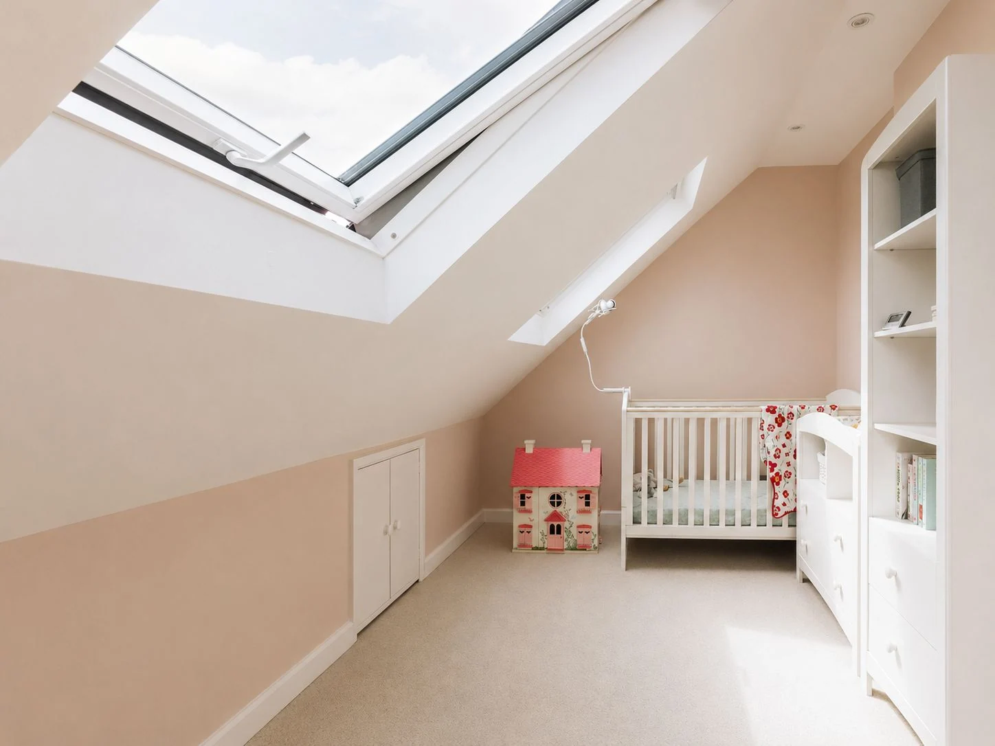 Cope Place: Roof windows provide daylight to the nursery.