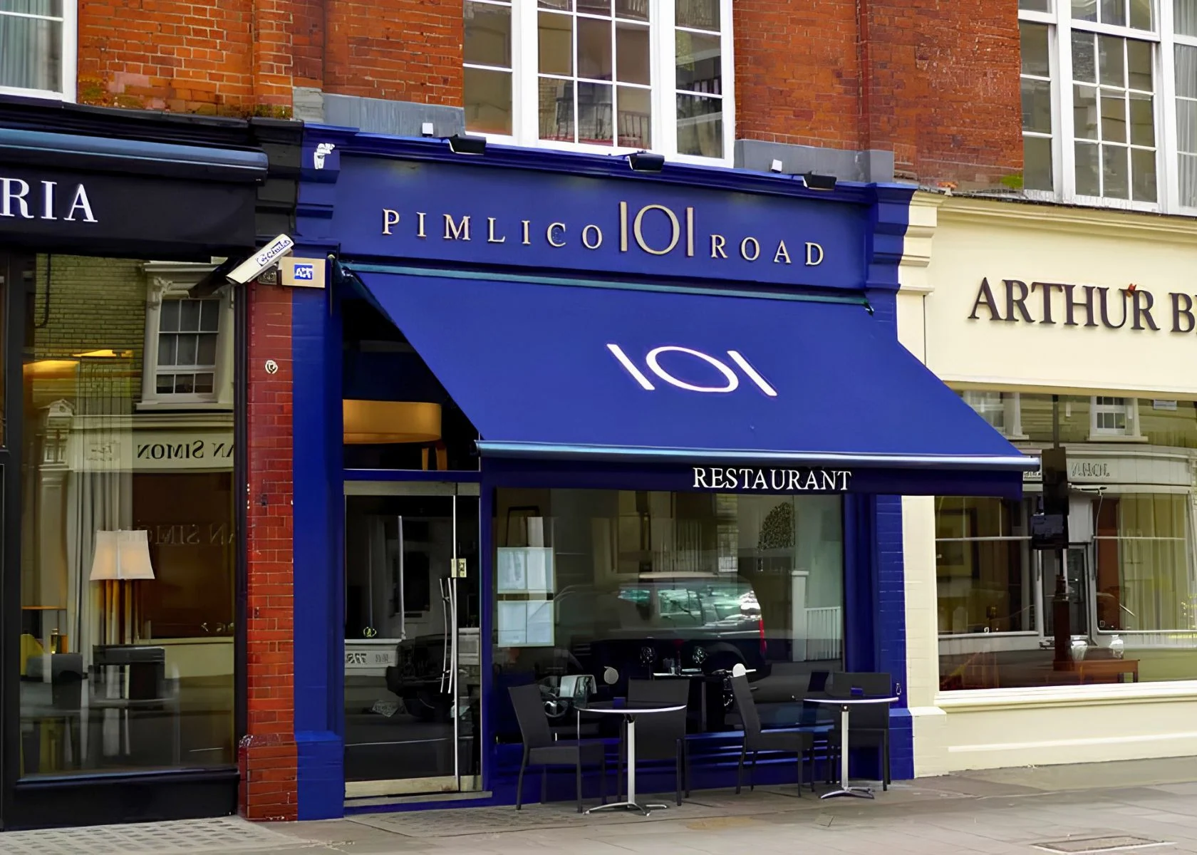 Pimlico Road: The restaurant frontage on Pimlico Road.