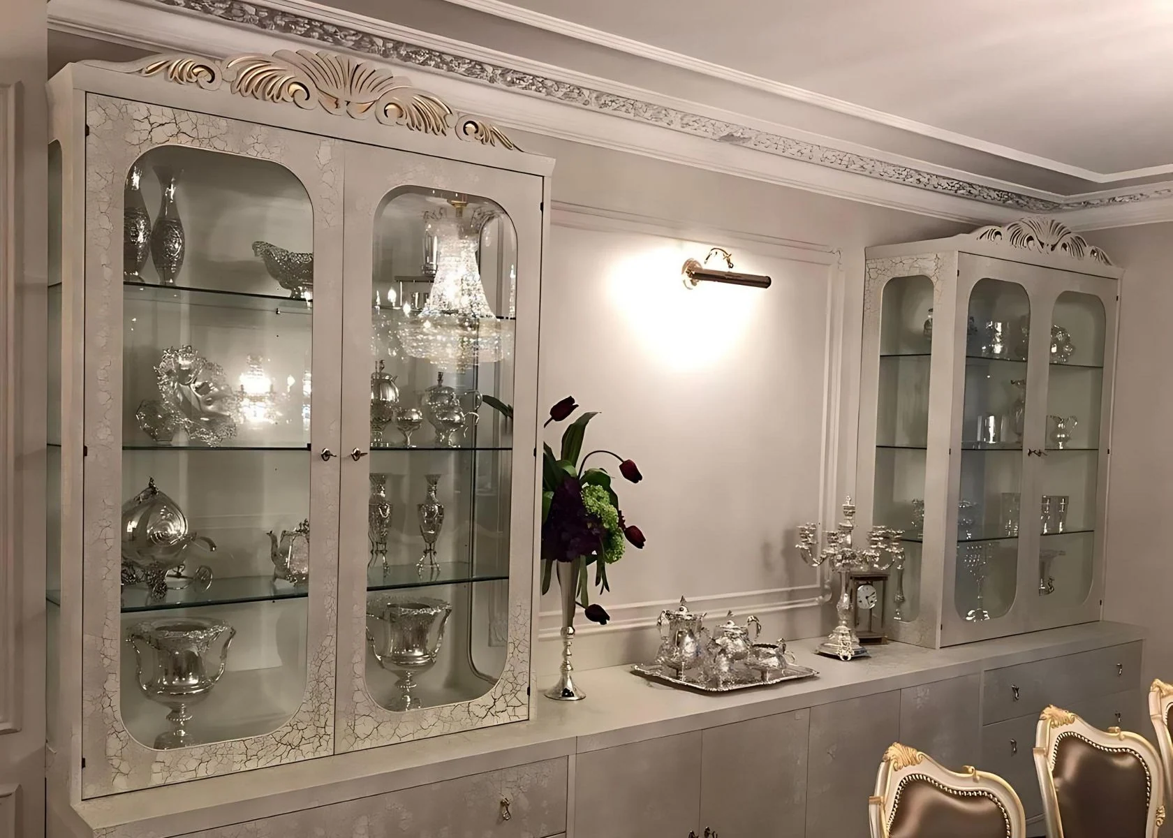 Queen Elizabeth: The bespoke glazed cabinets shown in the design model.