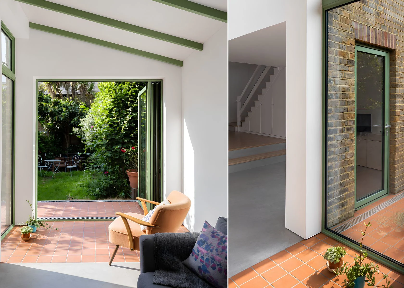 Riversdale Road: The view from the room through the open garden doors.