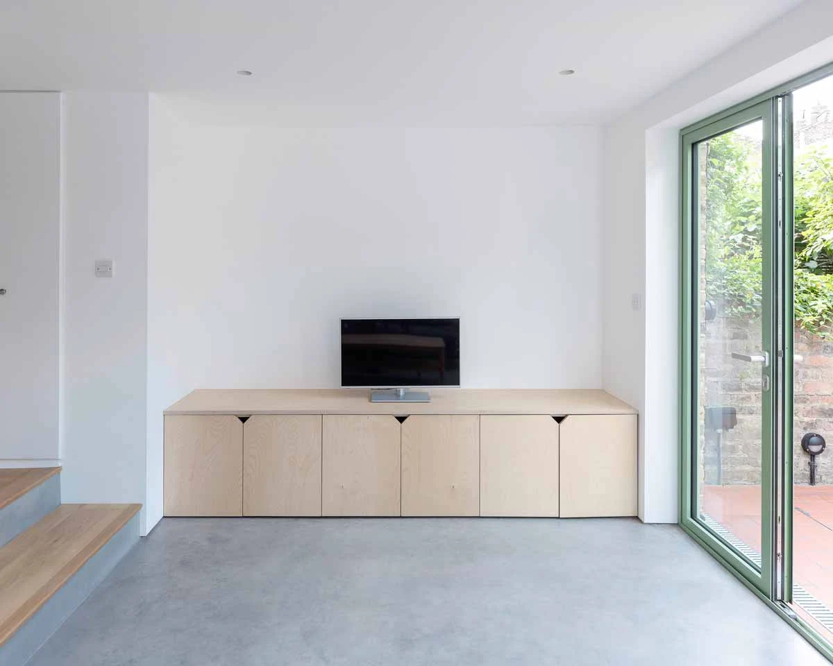 Riversdale Road: Built-in storage beside the garden opening.