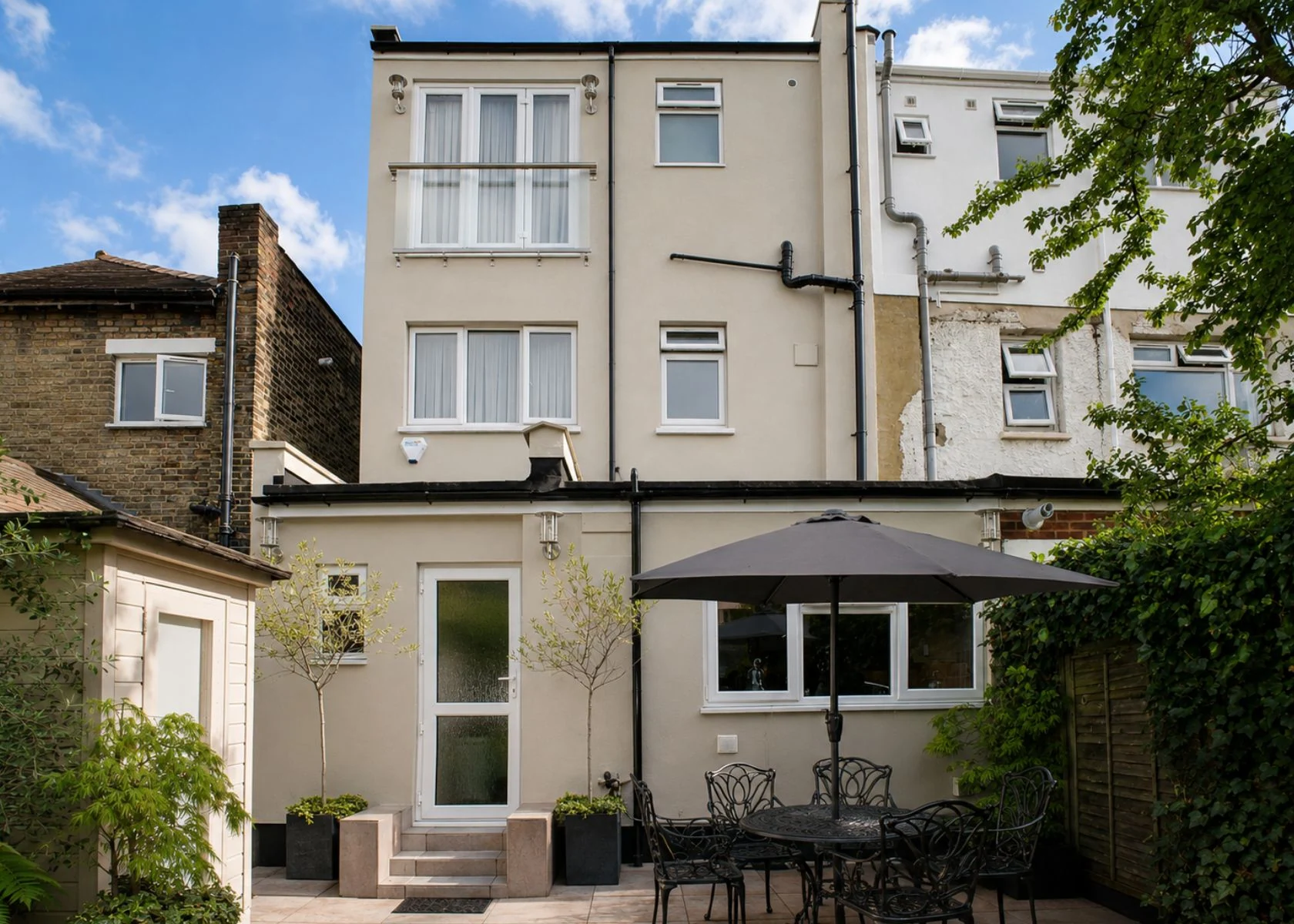 Rostrevor Avenue: The rear elevation viewed from the garden.