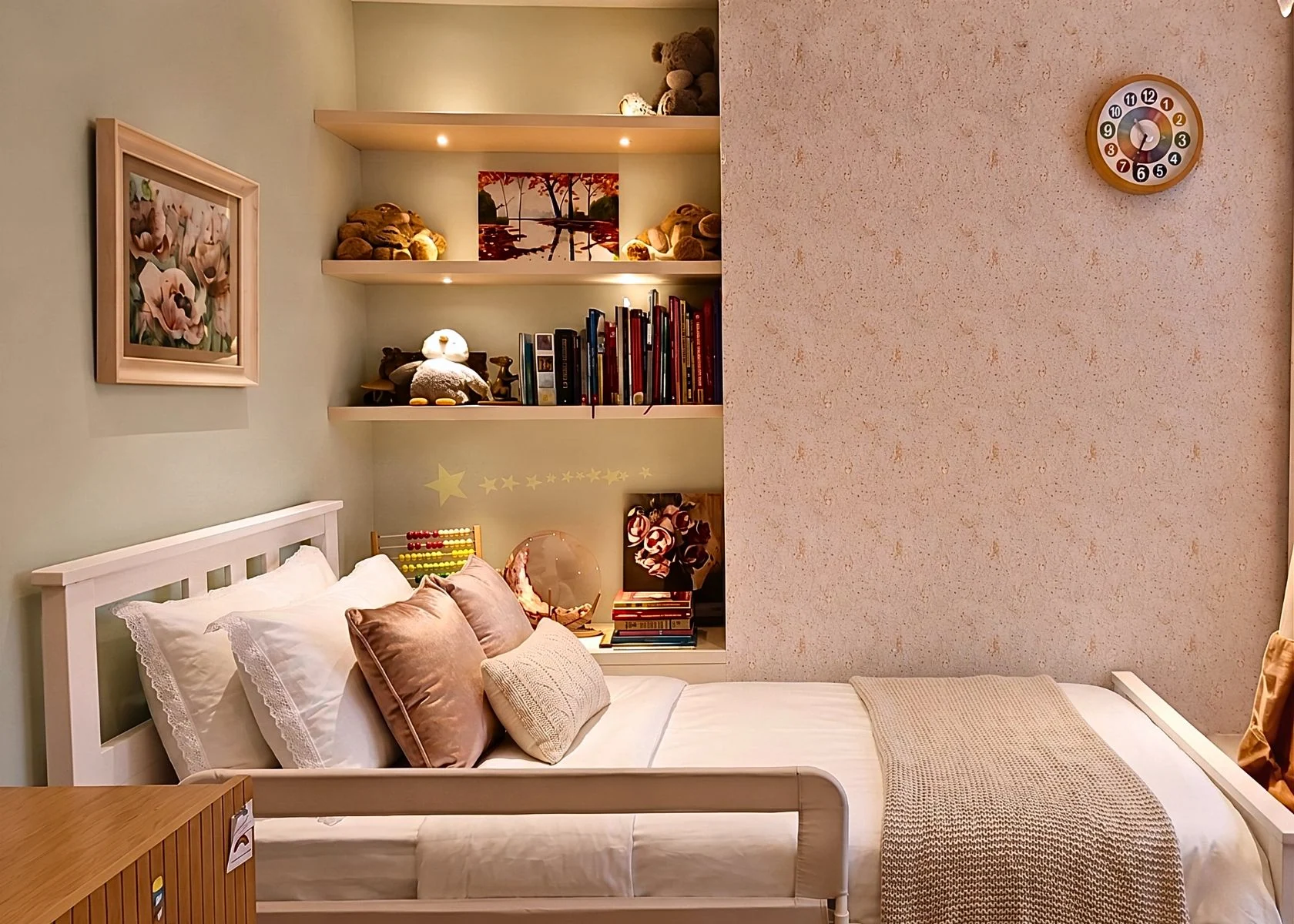 Sutton: Bedroom shelving, lighting and fitted furniture.